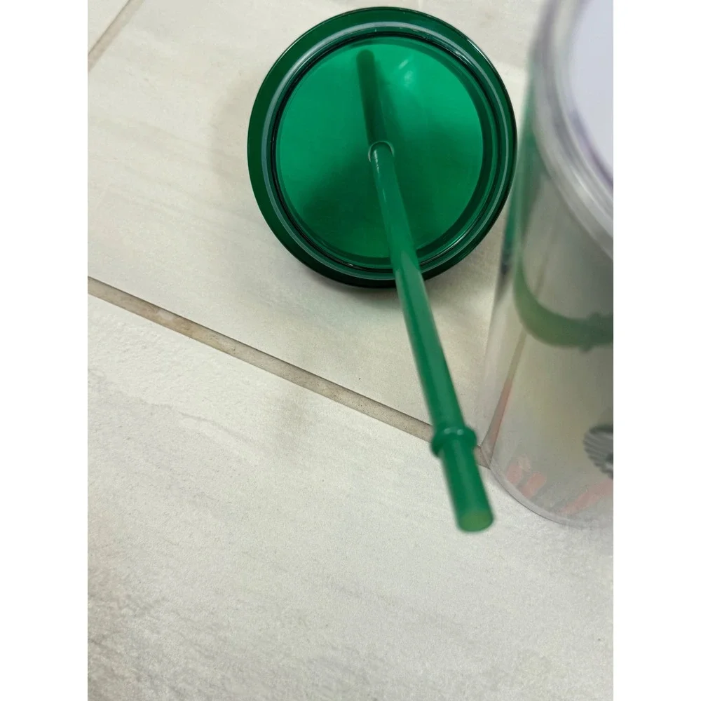 Starbucks 2021 Holiday Candle Gradient Acrylic ColdCup Tumbler 16oz Green Yellow